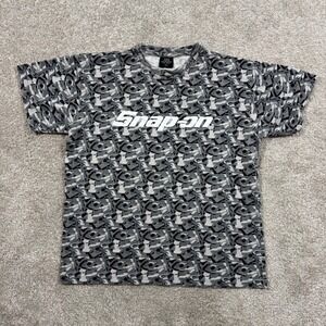 Snap-on Tools Mens Camo Tool Print Logo T-Shirt Grey Black Large Short Sleeve